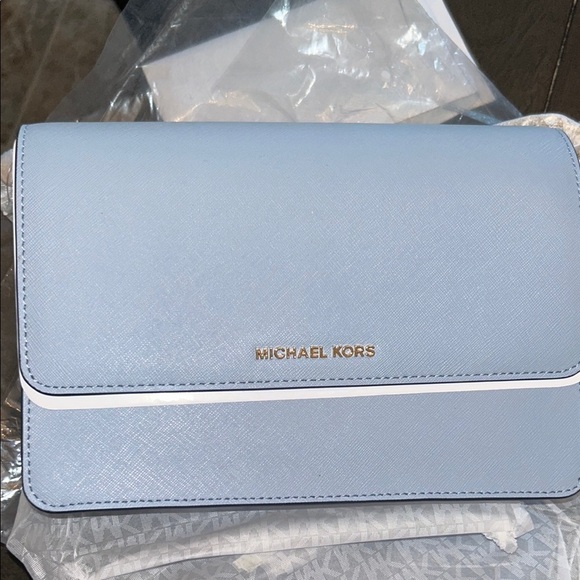 Michael Kors Daniela Saffiano Leather Crossbody Bag Light Blue - Picture 3 of 3